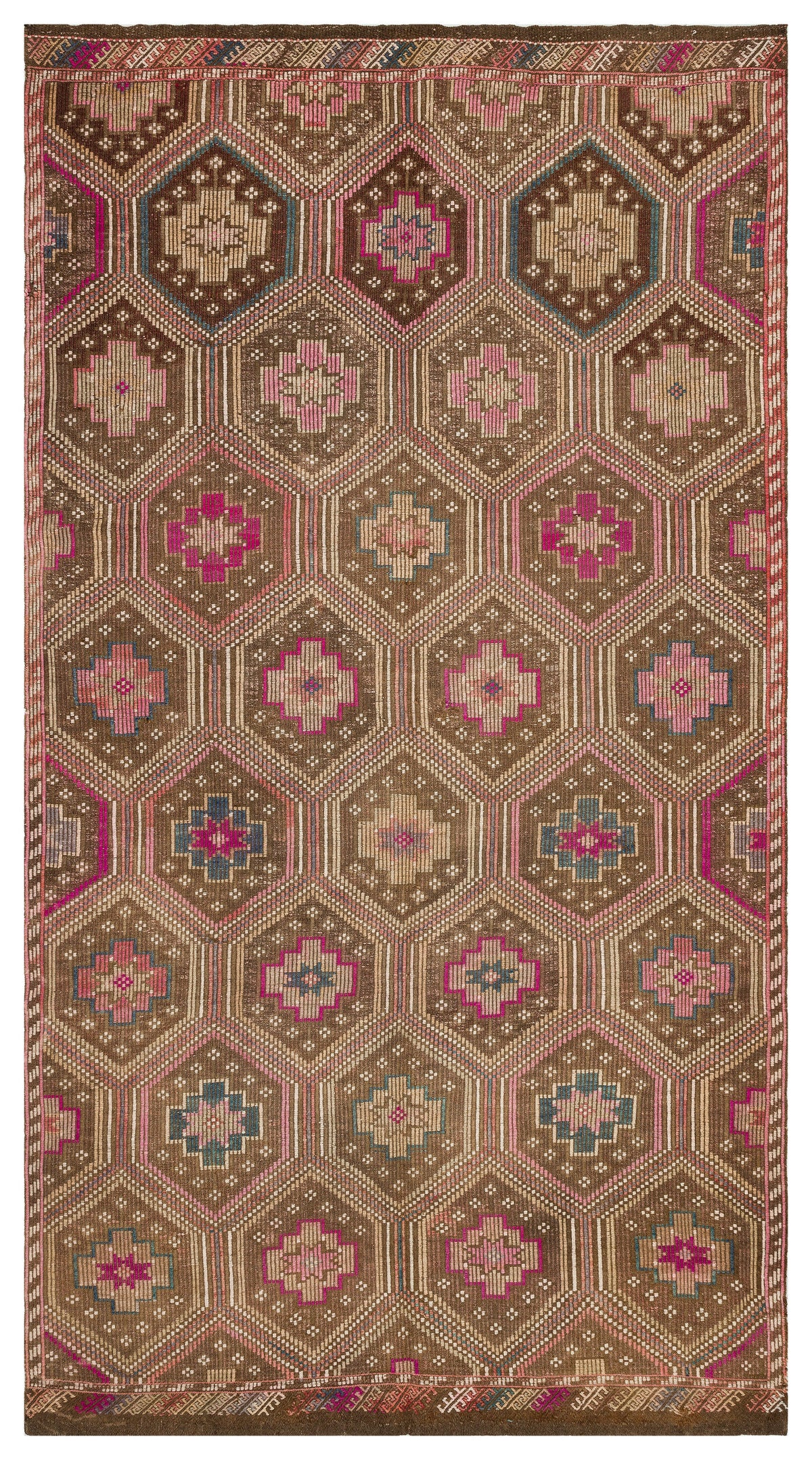 Geometric Over Dyed Kilim Rug 5&#39;7&#39;&#39; x 10&#39;2&#39;&#39; ft 169 x 310 cm