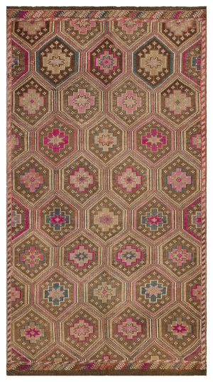 Geometric Over Dyed Kilim Rug 5'7'' x 10'2'' ft 169 x 310 cm