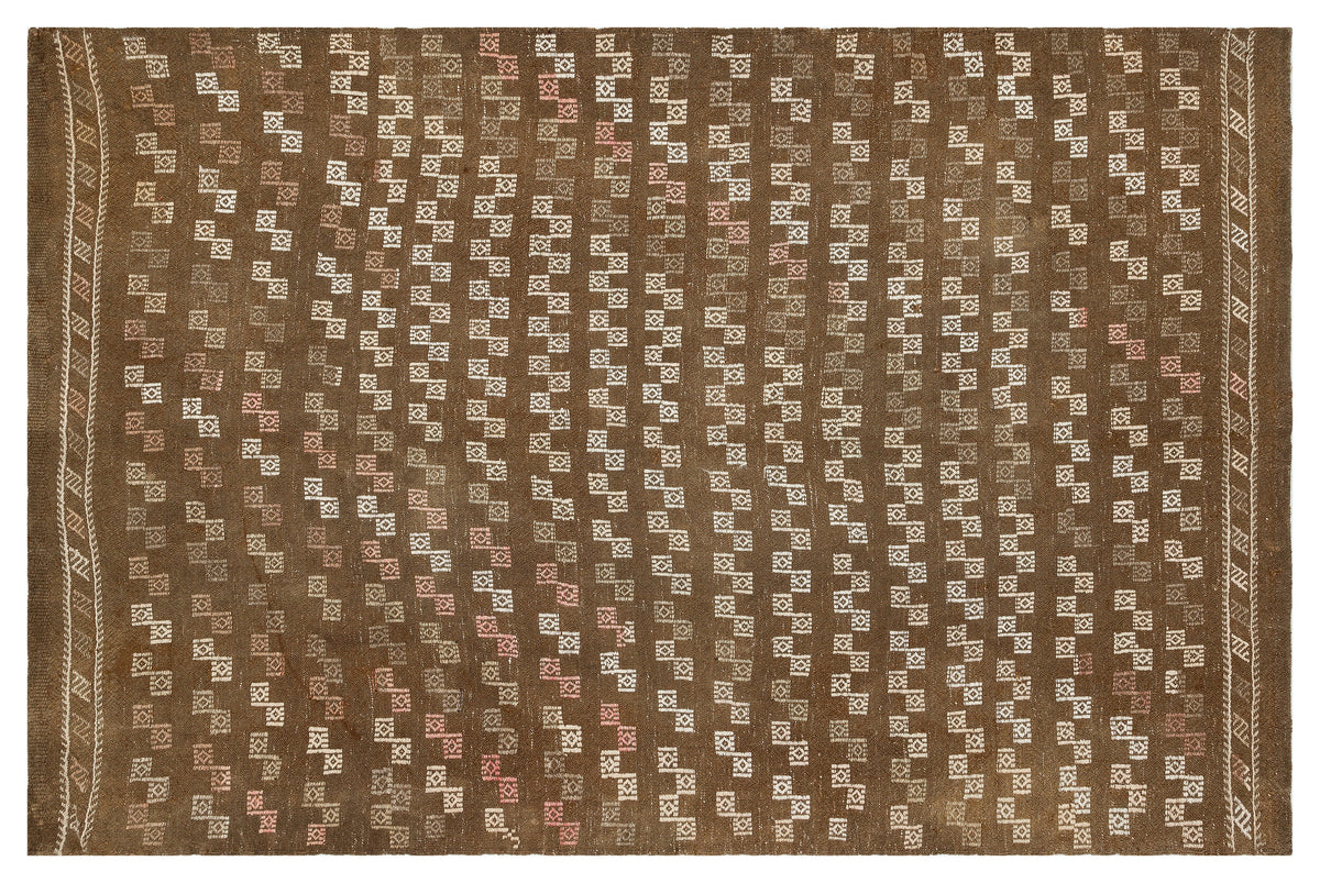 Geometric Over Dyed Kilim Rug 5&#39;4&#39;&#39; x 8&#39;2&#39;&#39; ft 163 x 248 cm