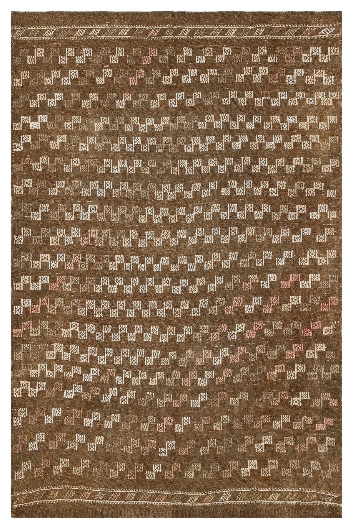 Geometric Over Dyed Kilim Rug 5&#39;4&#39;&#39; x 8&#39;2&#39;&#39; ft 163 x 248 cm