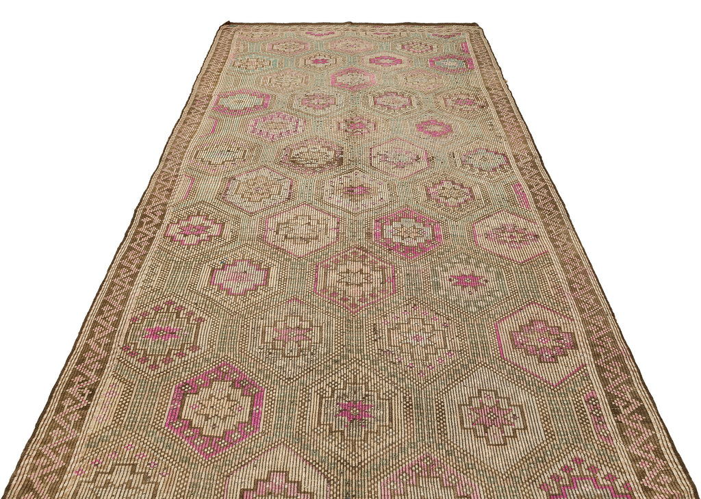 Geometric Over Dyed Kilim Rug 5'5'' x 10'10'' ft 166 x 329 cm