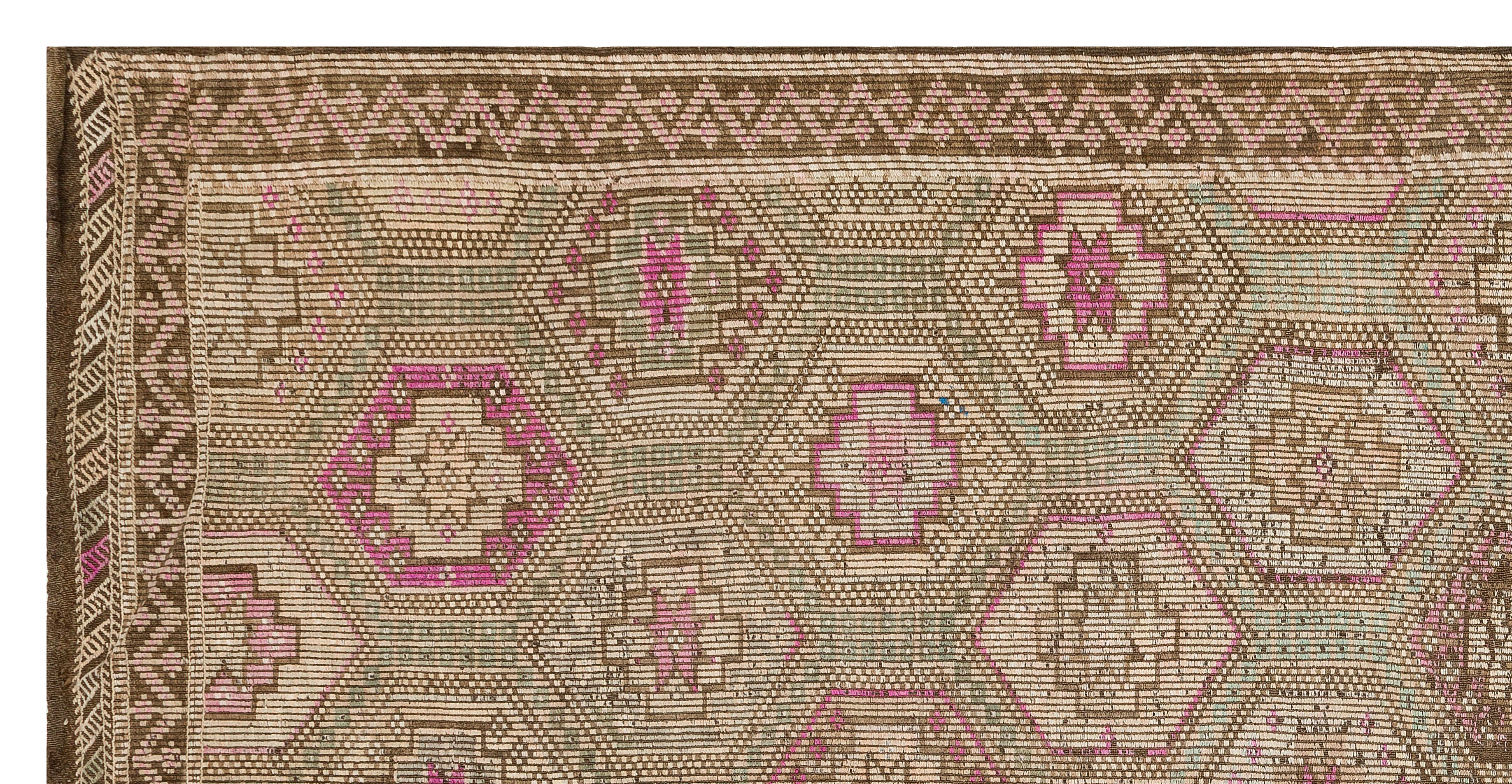 Geometric Over Dyed Kilim Rug 5'5'' x 10'10'' ft 166 x 329 cm
