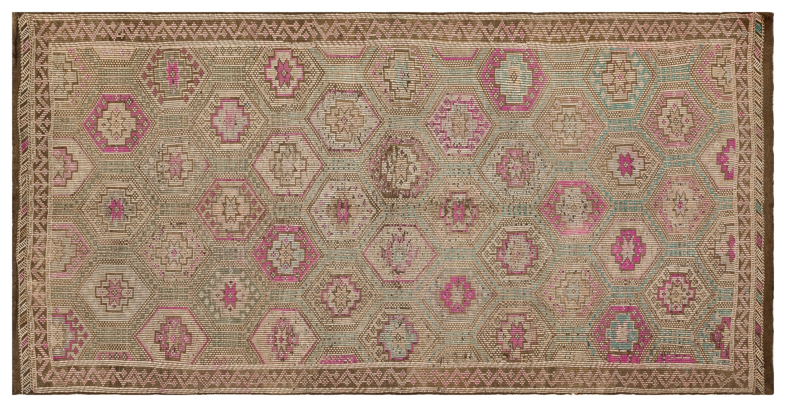 Geometric Over Dyed Kilim Rug 5'5'' x 10'10'' ft 166 x 329 cm