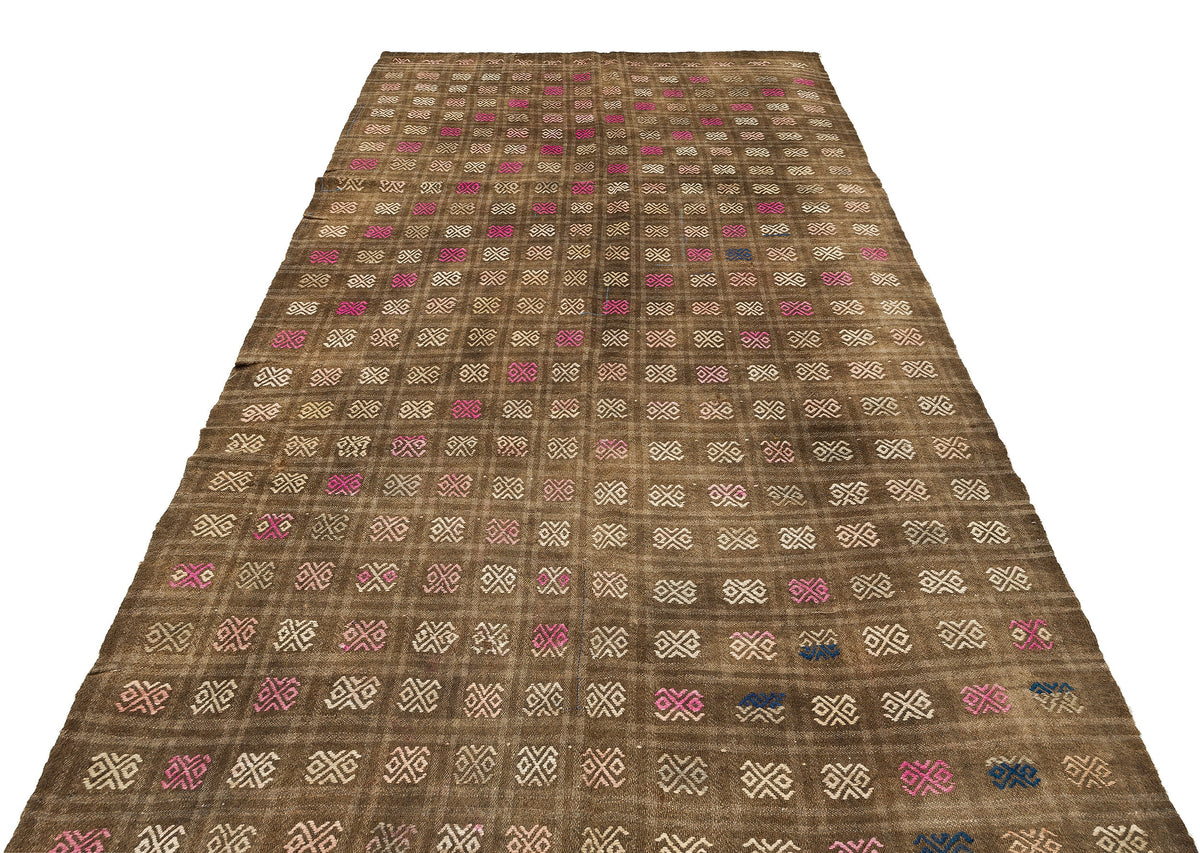 Geometric Over Dyed Kilim Rug 5&#39;4&#39;&#39; x 9&#39;10&#39;&#39; ft 162 x 300 cm