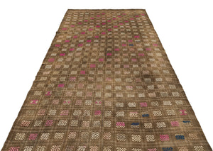 Geometric Over Dyed Kilim Rug 5'4'' x 9'10'' ft 162 x 300 cm