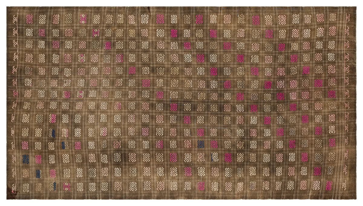 Geometric Over Dyed Kilim Rug 5&#39;4&#39;&#39; x 9&#39;10&#39;&#39; ft 162 x 300 cm