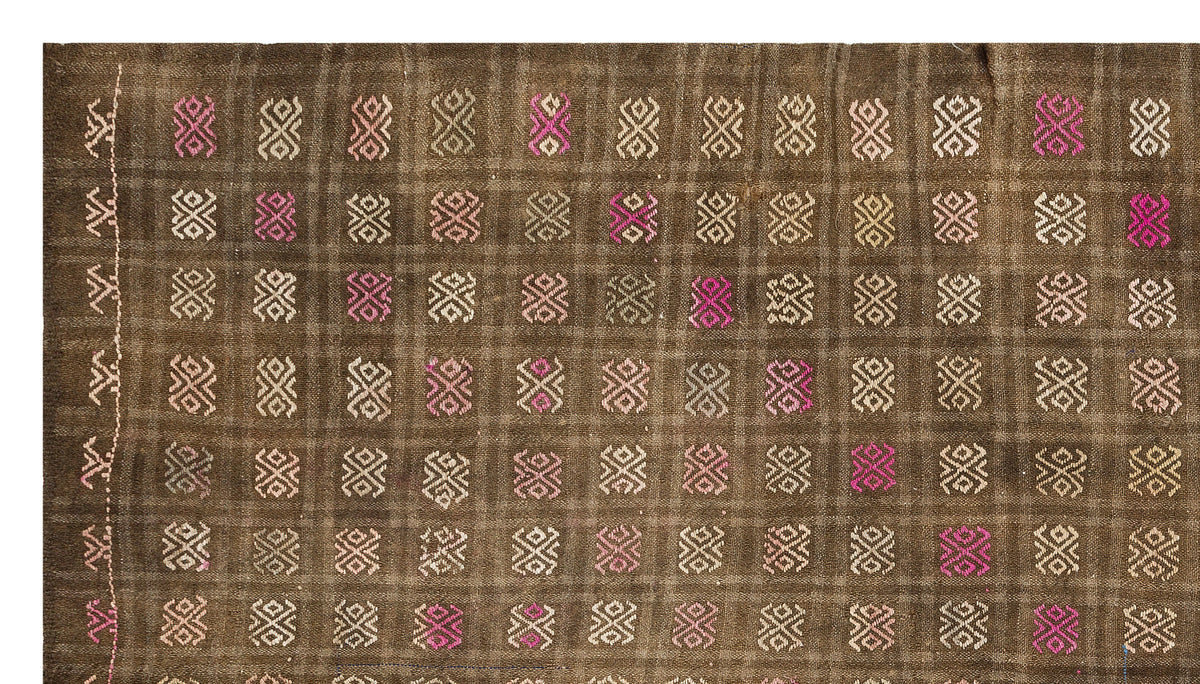 Geometric Over Dyed Kilim Rug 5&#39;4&#39;&#39; x 9&#39;10&#39;&#39; ft 162 x 300 cm