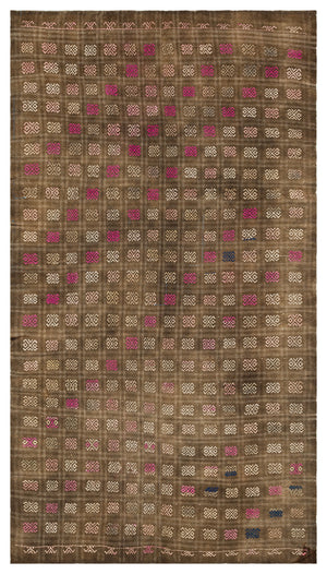 Geometric Over Dyed Kilim Rug 5'4'' x 9'10'' ft 162 x 300 cm