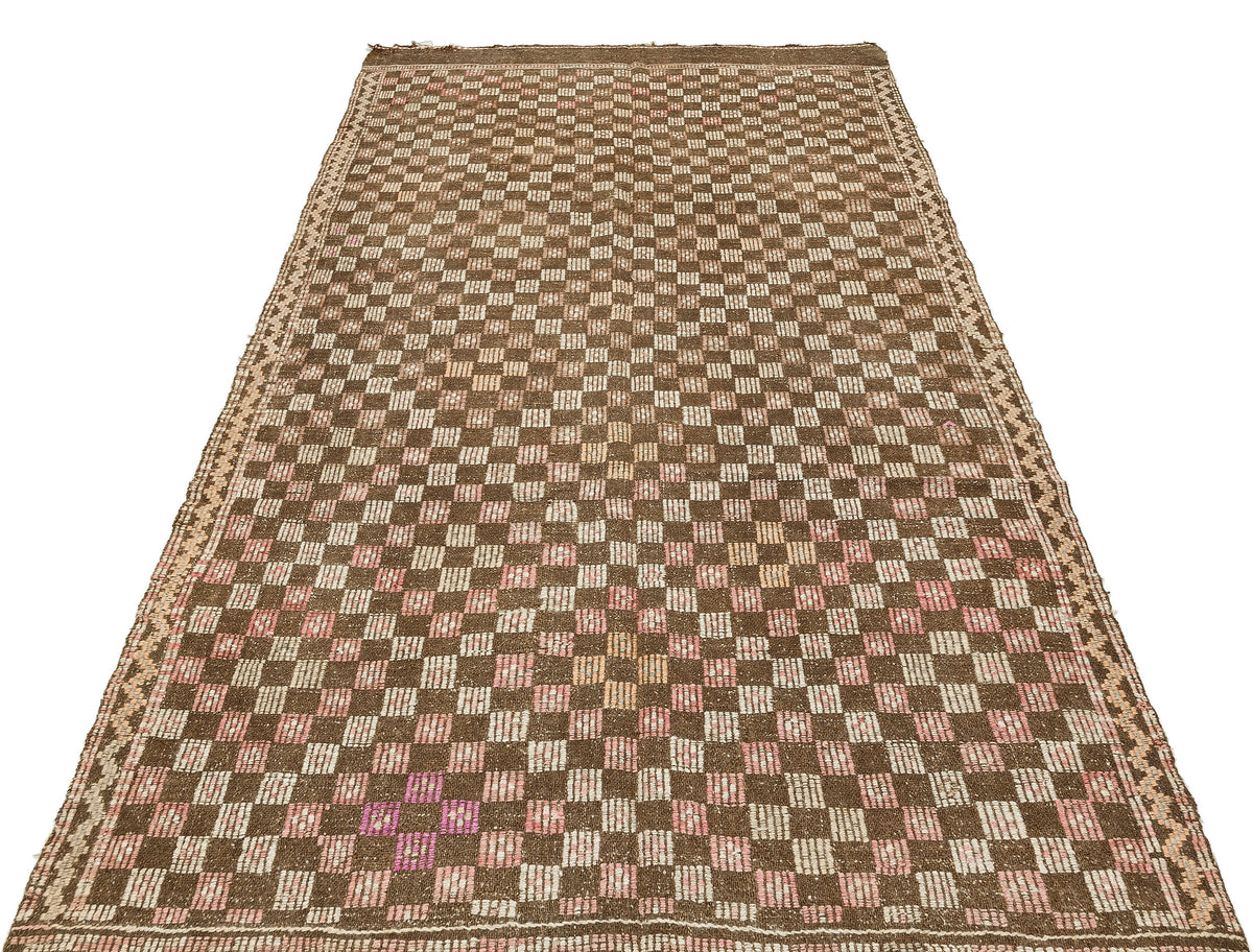 Geometric Over Dyed Kilim Rug 4&#39;9&#39;&#39; x 9&#39;3&#39;&#39; ft 145 x 281 cm