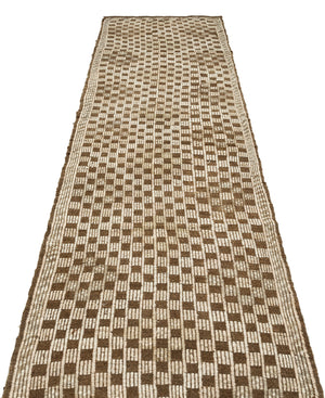 Geometric Over Dyed Kilim Rug 3'1'' x 10'6'' ft 95 x 320 cm