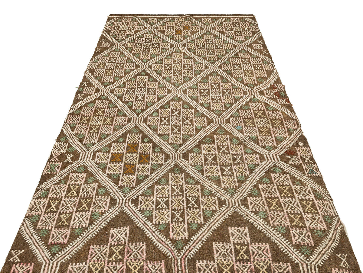 Geometric Over Dyed Kilim Rug 4&#39;9&#39;&#39; x 8&#39;4&#39;&#39; ft 145 x 255 cm