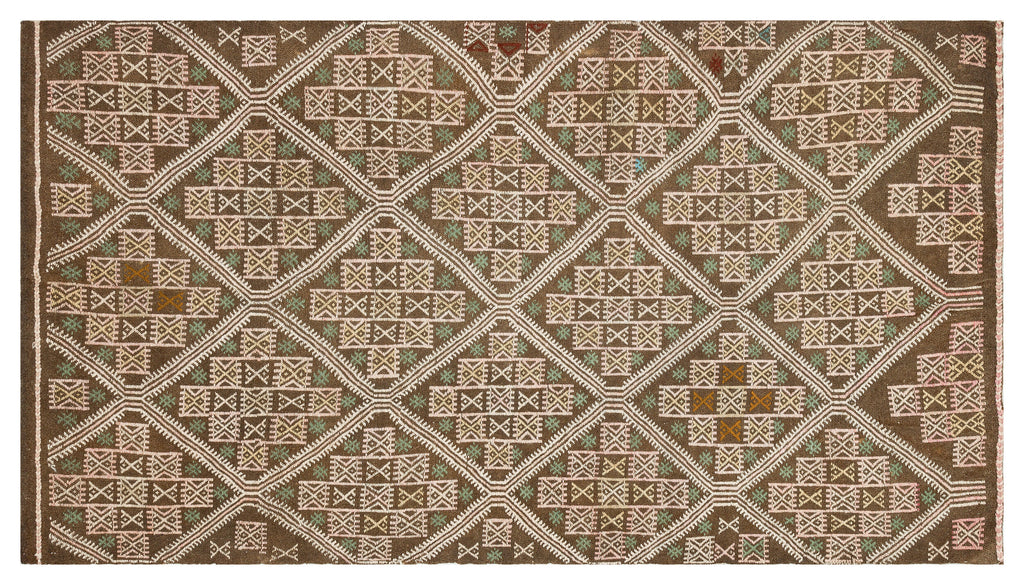 Geometric Over Dyed Kilim Rug 4'9'' x 8'4'' ft 145 x 255 cm