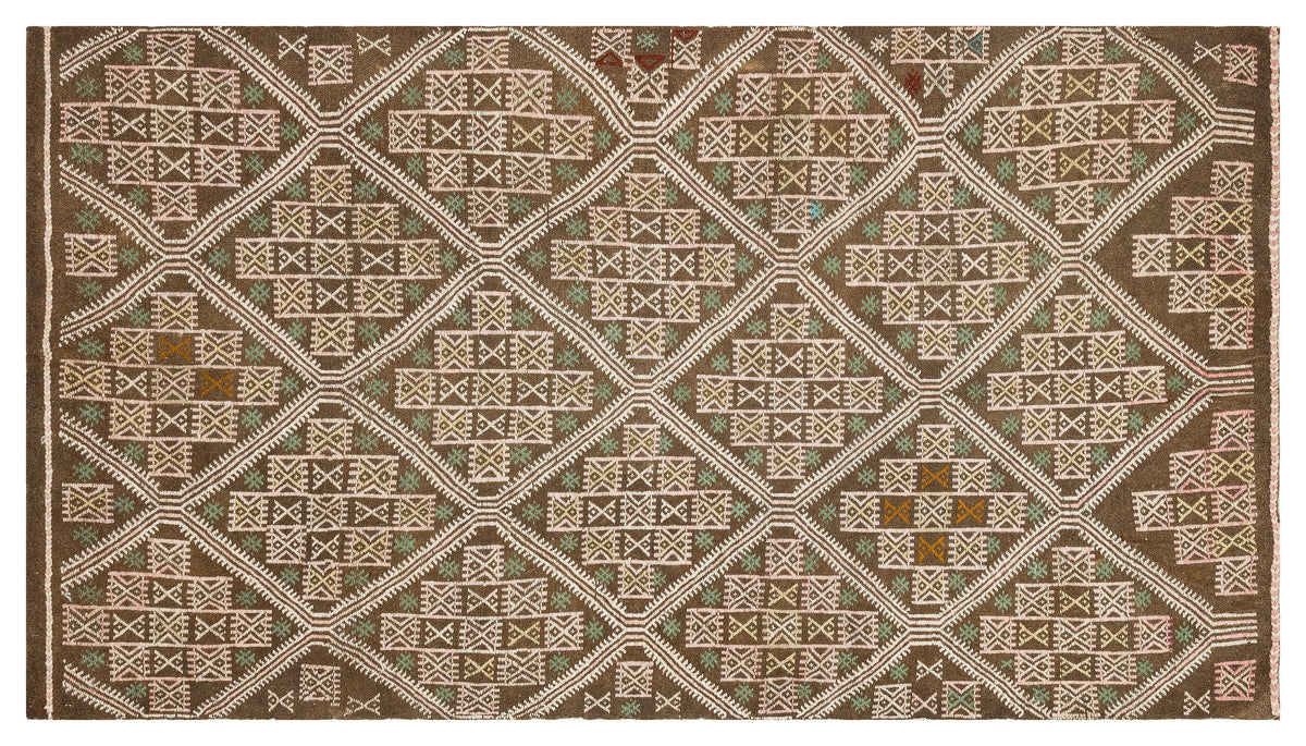 Geometric Over Dyed Kilim Rug 4&#39;9&#39;&#39; x 8&#39;4&#39;&#39; ft 145 x 255 cm