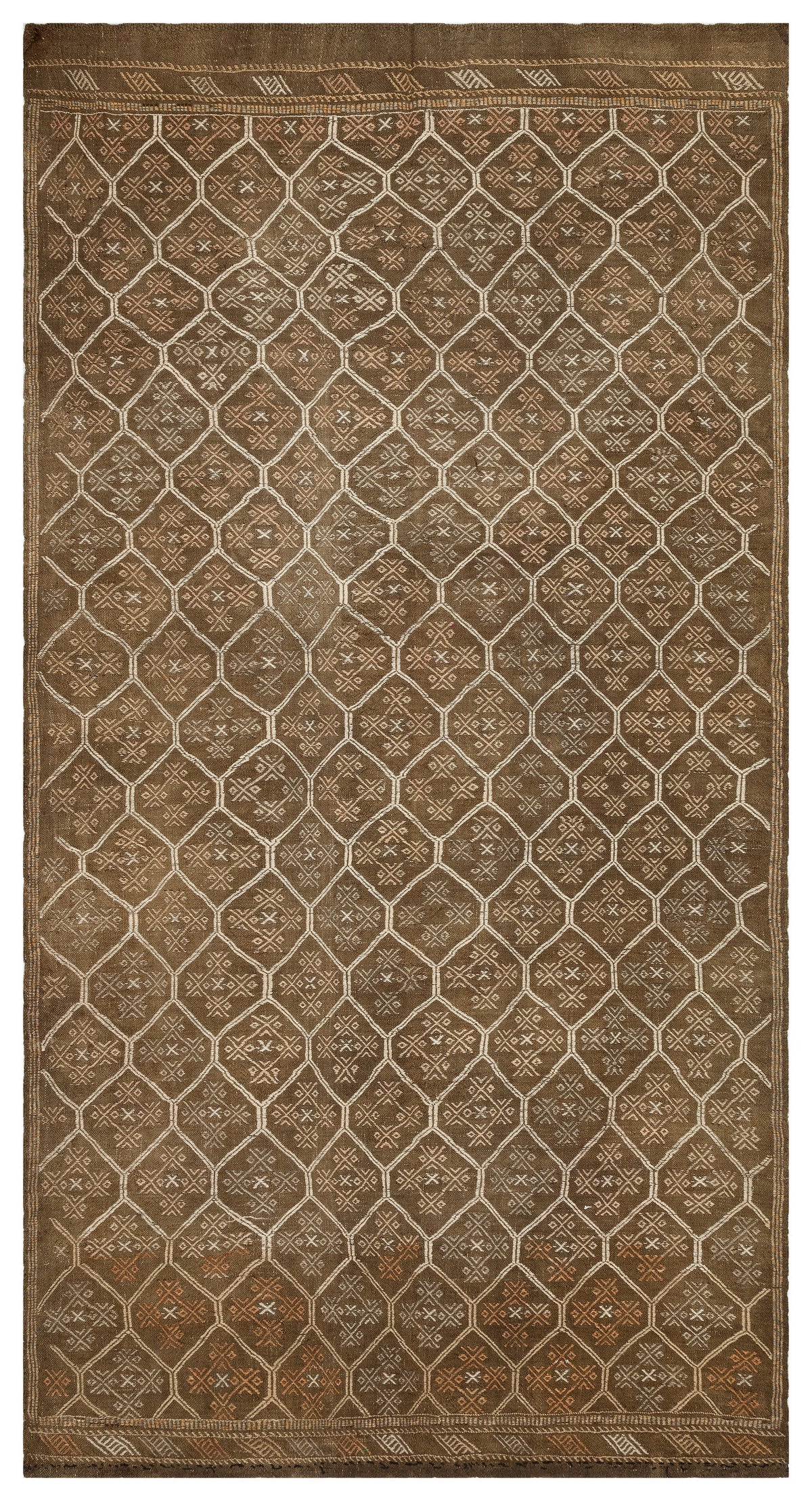 Geometric Over Dyed Kilim Rug 5&#39;12&#39;&#39; x 10&#39;11&#39;&#39; ft 182 x 332 cm