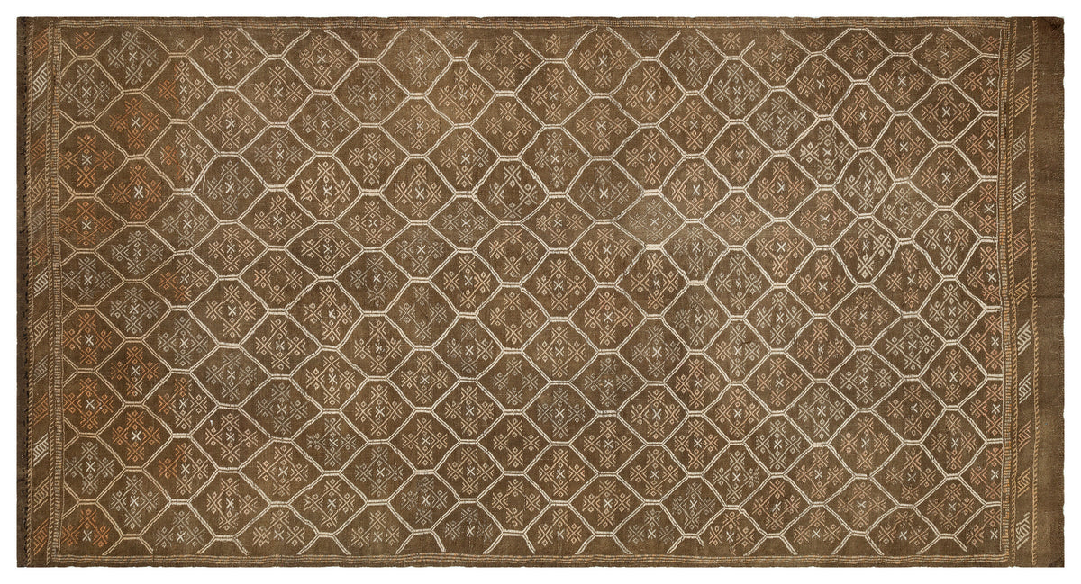 Geometric Over Dyed Kilim Rug 5&#39;12&#39;&#39; x 10&#39;11&#39;&#39; ft 182 x 332 cm