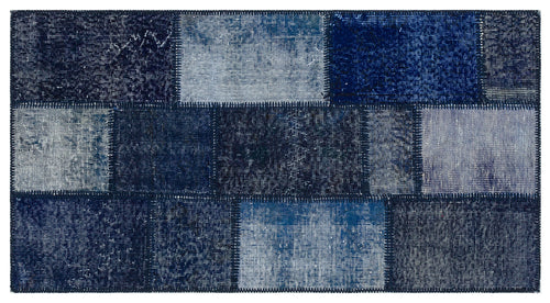 Black Over Dyed Patchwork Unique Rug 2'7'' x 4'10'' ft 78 x 148 cm