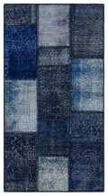 Black Over Dyed Patchwork Unique Rug 2'7'' x 4'10'' ft 78 x 148 cm