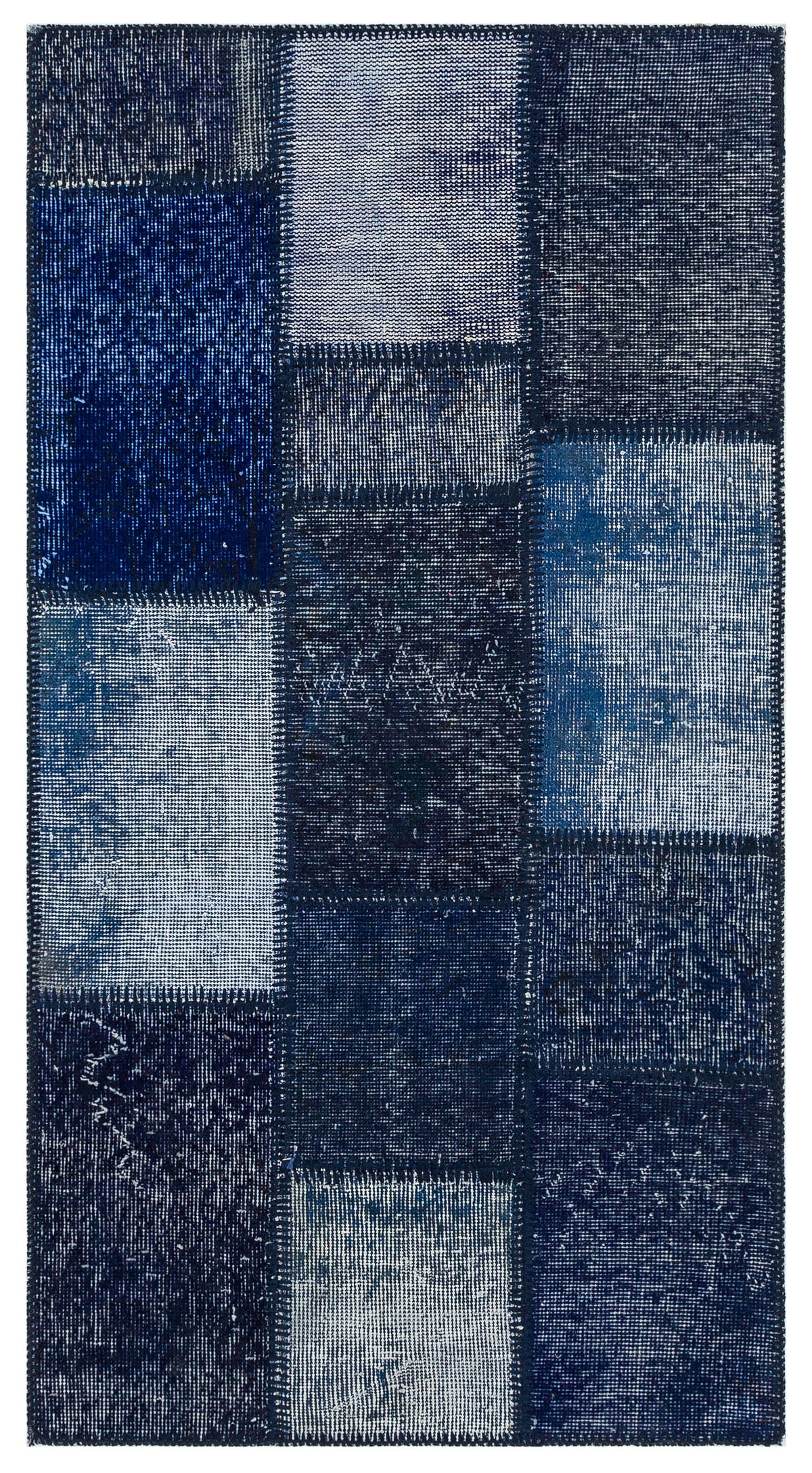 Black Over Dyed Patchwork Unique Rug 2&#39;7&#39;&#39; x 4&#39;10&#39;&#39; ft 78 x 148 cm