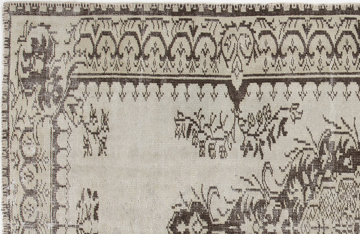 Beige Over Dyed Vintage Rug 5&#39;1&#39;&#39; x 8&#39;1&#39;&#39; ft 156 x 246 cm