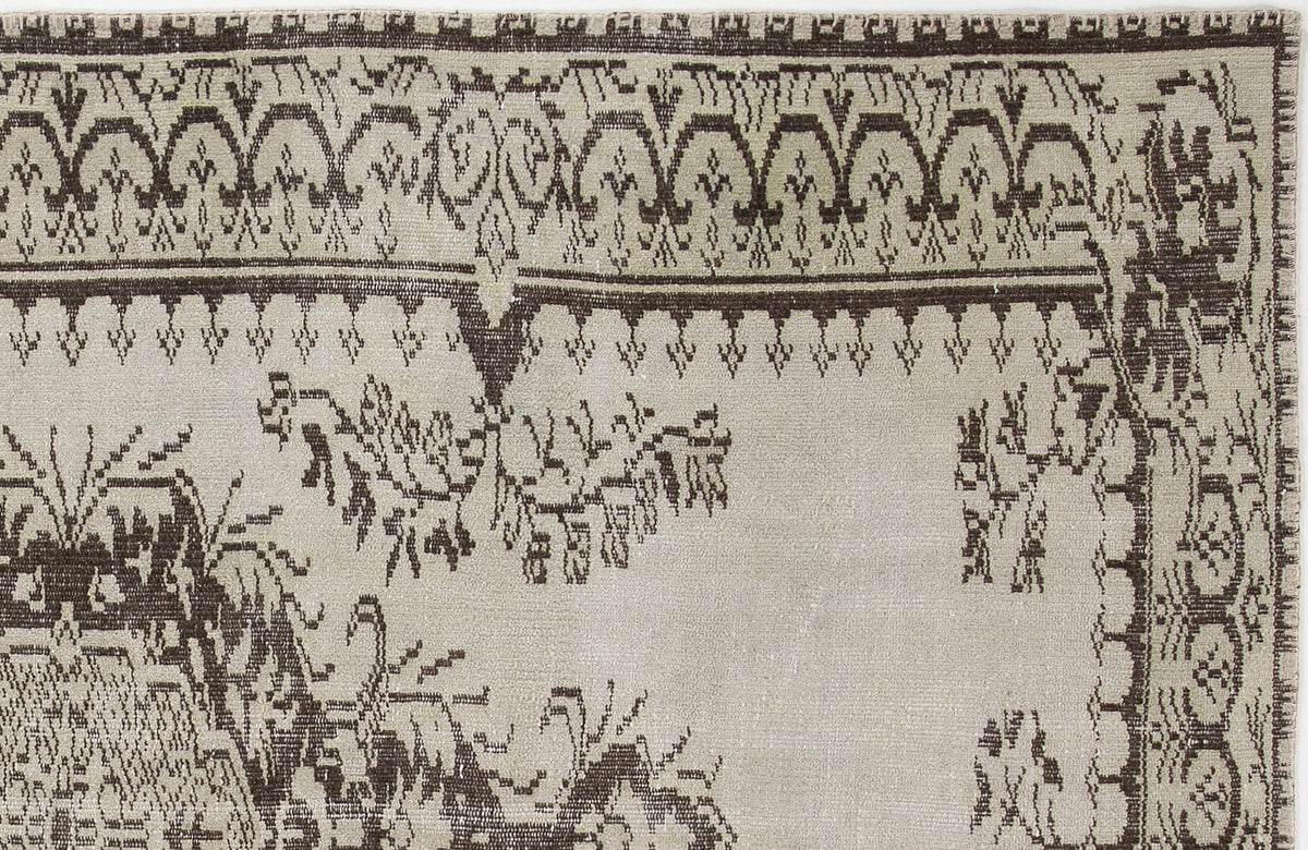 Beige Over Dyed Vintage Rug 5&#39;1&#39;&#39; x 8&#39;1&#39;&#39; ft 156 x 246 cm