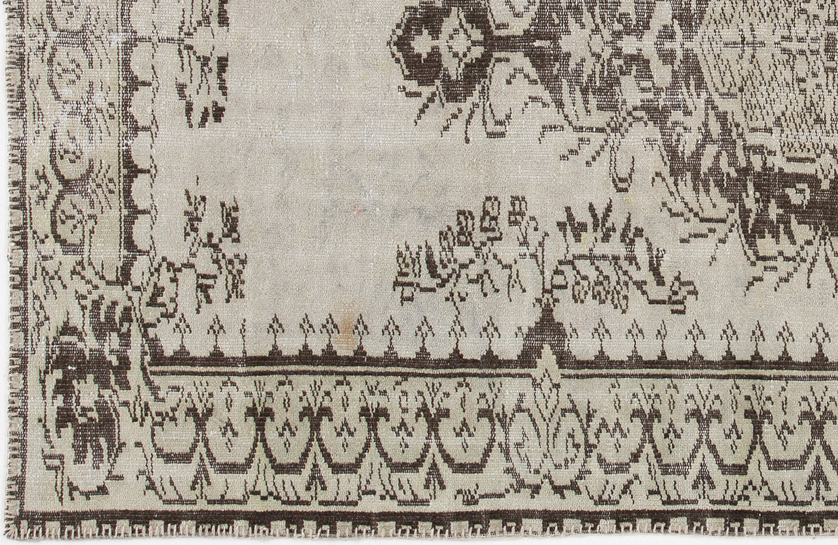 Beige Over Dyed Vintage Rug 5&#39;1&#39;&#39; x 8&#39;1&#39;&#39; ft 156 x 246 cm