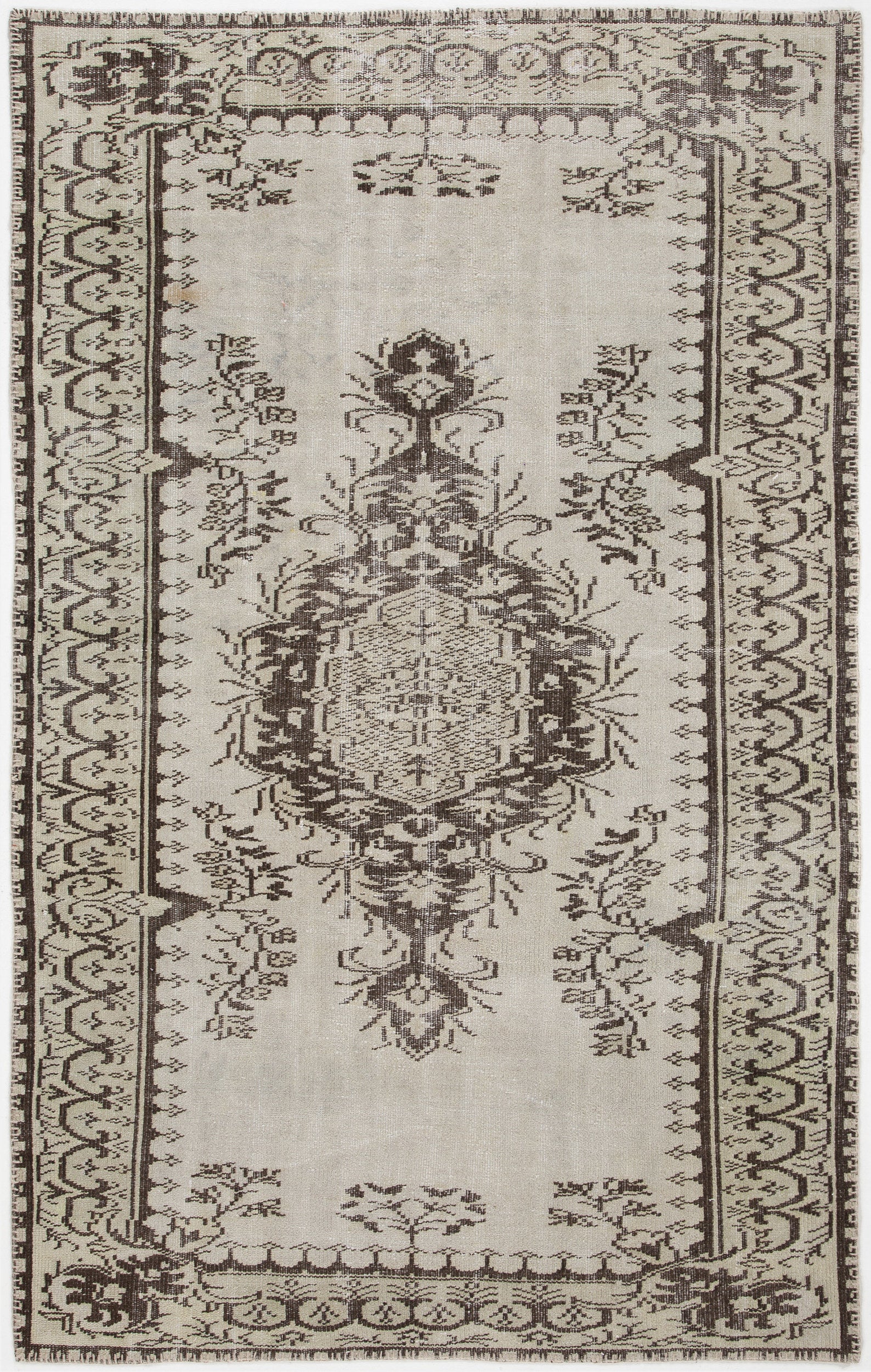 Beige Over Dyed Vintage Rug 5'1'' x 8'1'' ft 156 x 246 cm