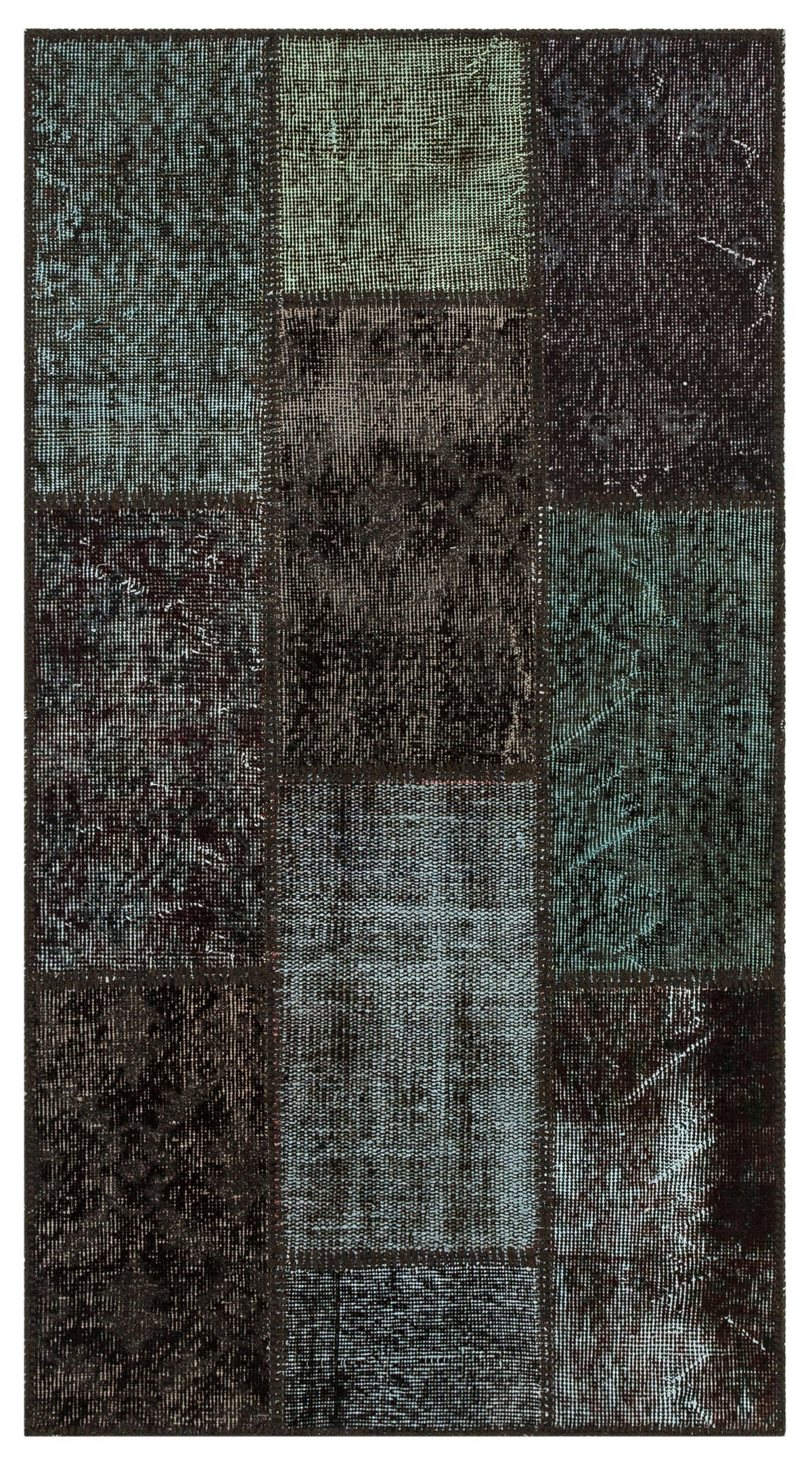 Black Over Dyed Patchwork Unique Rug 2&#39;8&#39;&#39; x 4&#39;11&#39;&#39; ft 82 x 150 cm