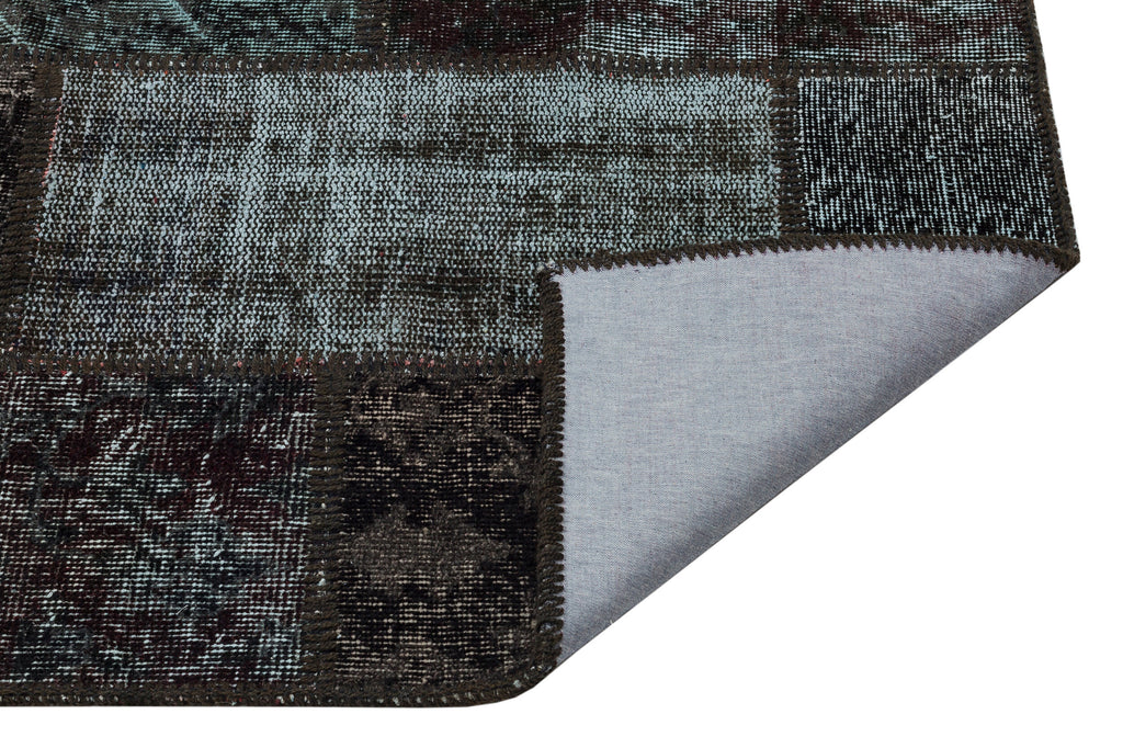 Black Over Dyed Patchwork Unique Rug 2'8'' x 4'11'' ft 82 x 150 cm