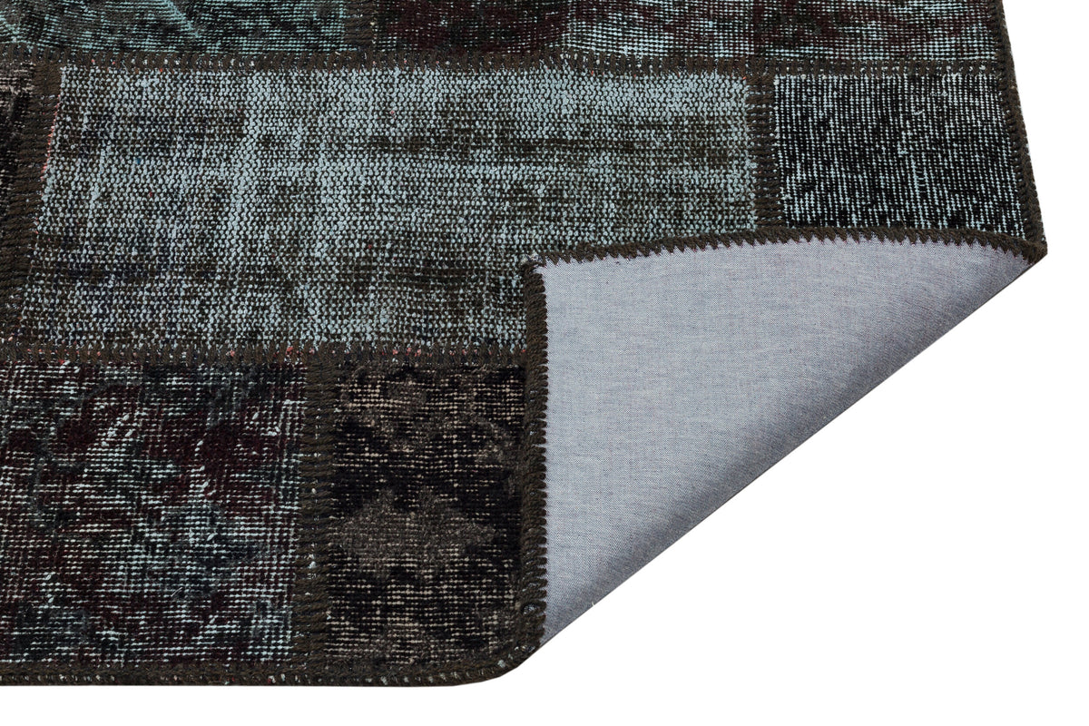 Black Over Dyed Patchwork Unique Rug 2&#39;8&#39;&#39; x 4&#39;11&#39;&#39; ft 82 x 150 cm