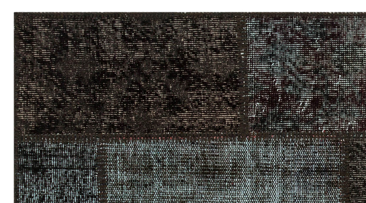Black Over Dyed Patchwork Unique Rug 2&#39;8&#39;&#39; x 4&#39;11&#39;&#39; ft 82 x 150 cm