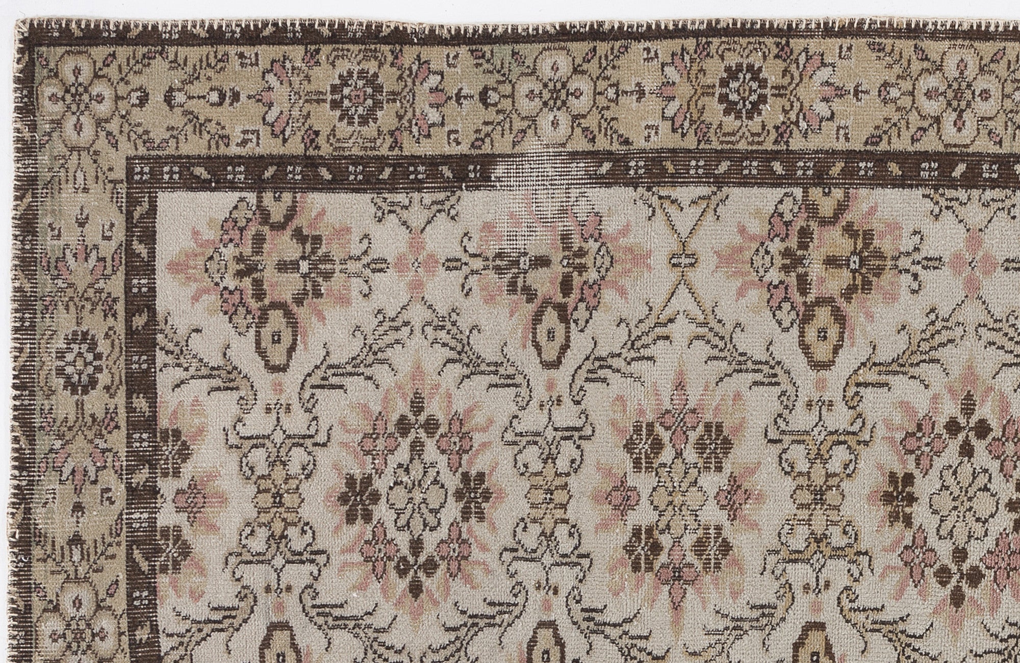 Beige Over Dyed Vintage Rug 5'10'' x 8'10'' ft 177 x 270 cm