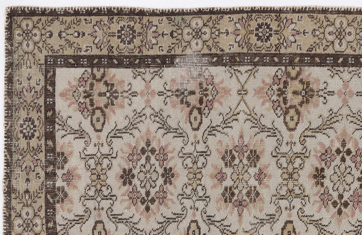 Beige Over Dyed Vintage Rug 5&#39;10&#39;&#39; x 8&#39;10&#39;&#39; ft 177 x 270 cm
