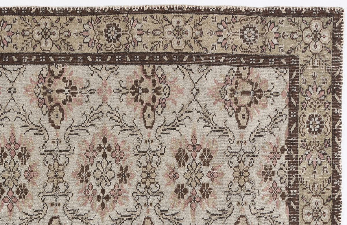 Beige Over Dyed Vintage Rug 5&#39;10&#39;&#39; x 8&#39;10&#39;&#39; ft 177 x 270 cm