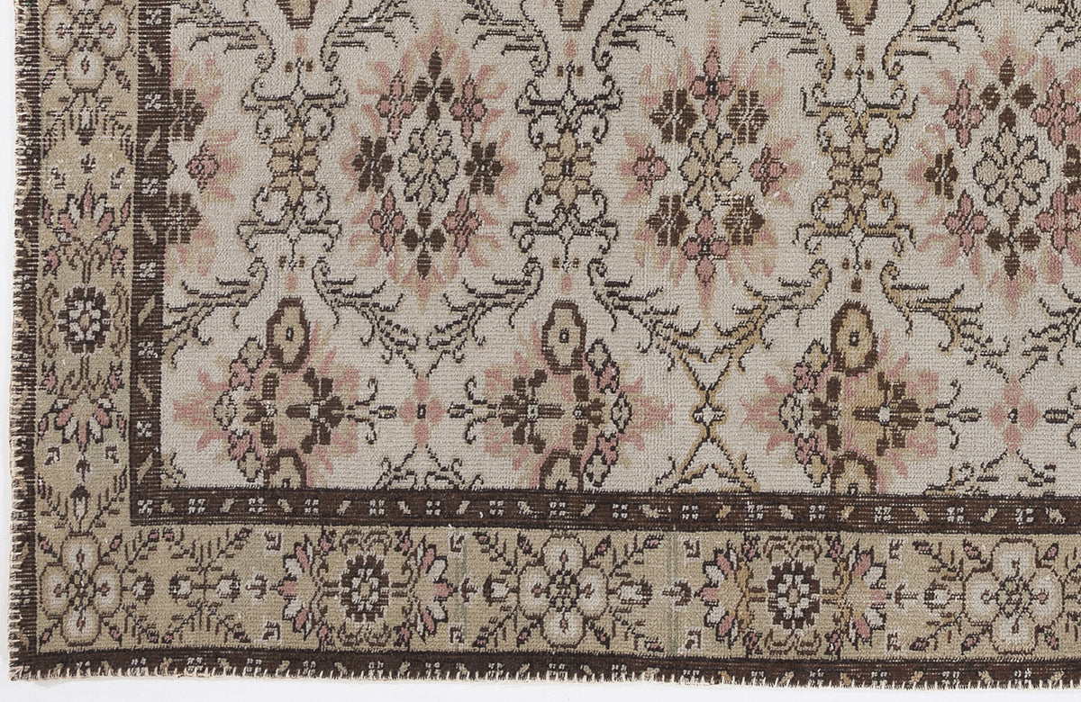 Beige Over Dyed Vintage Rug 5&#39;10&#39;&#39; x 8&#39;10&#39;&#39; ft 177 x 270 cm