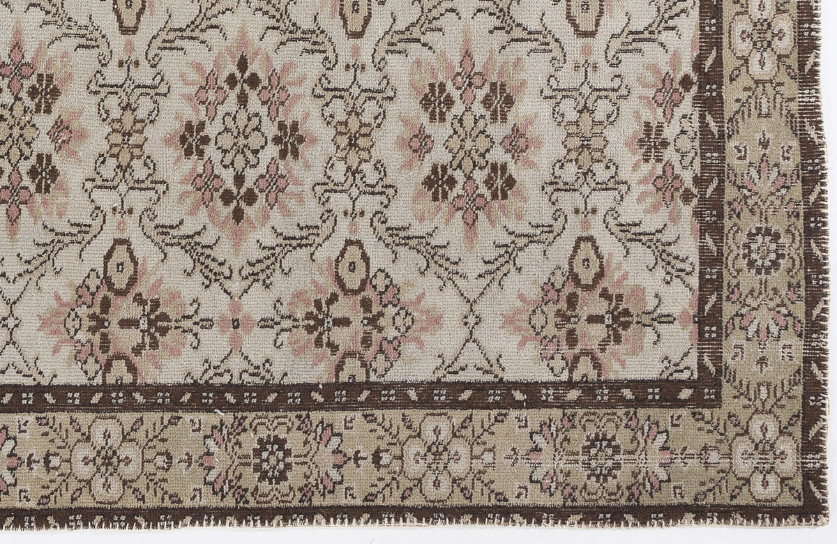 Beige Over Dyed Vintage Rug 5&#39;10&#39;&#39; x 8&#39;10&#39;&#39; ft 177 x 270 cm
