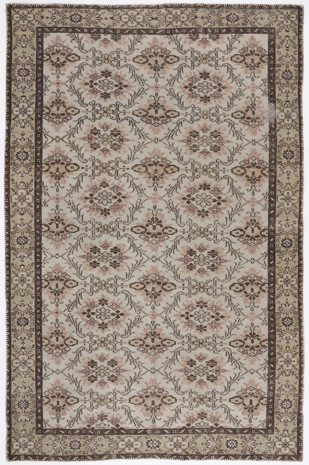 Beige Over Dyed Vintage Rug 5'10'' x 8'10'' ft 177 x 270 cm