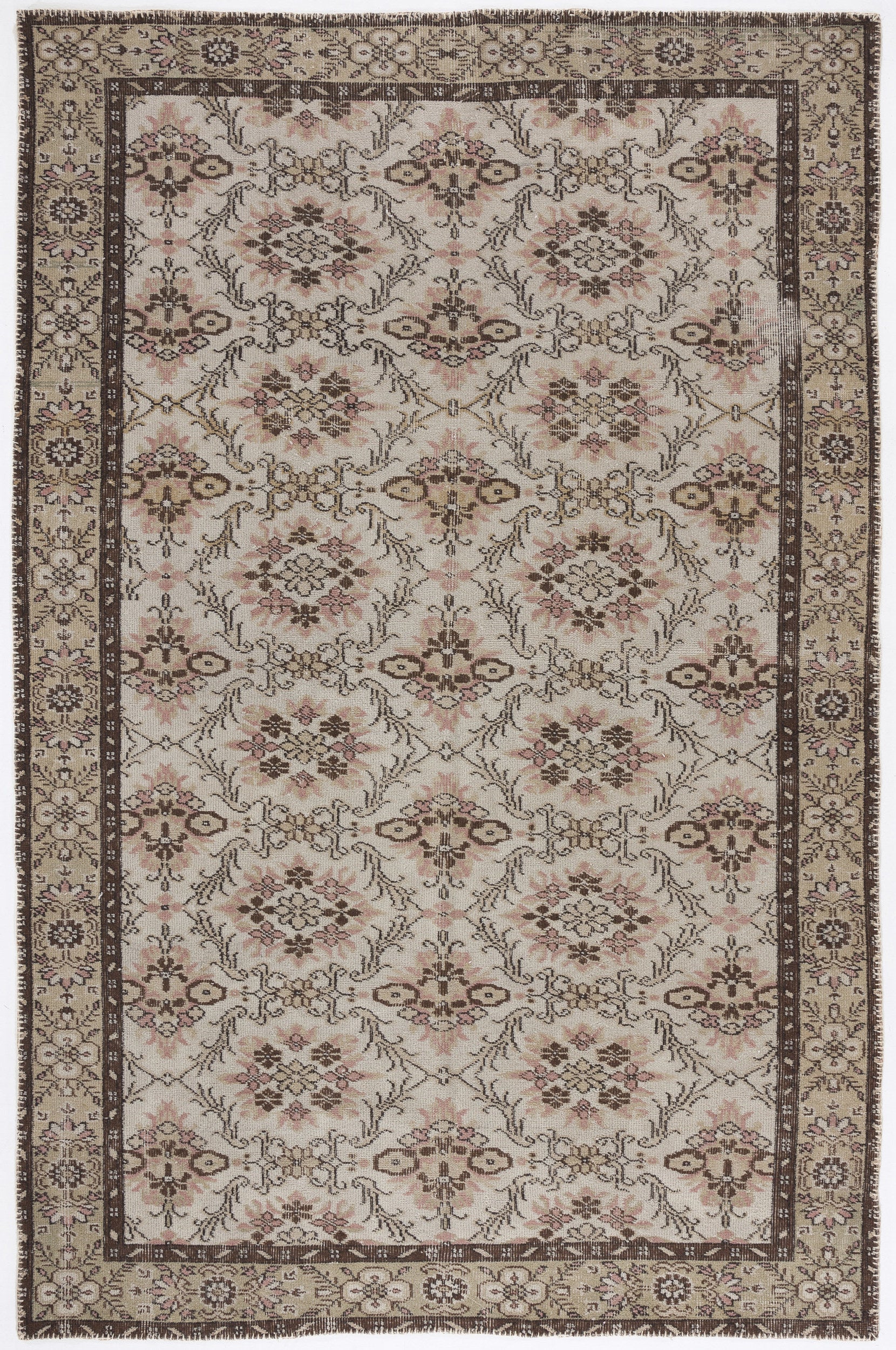 Beige Over Dyed Vintage Rug 5'10'' x 8'10'' ft 177 x 270 cm