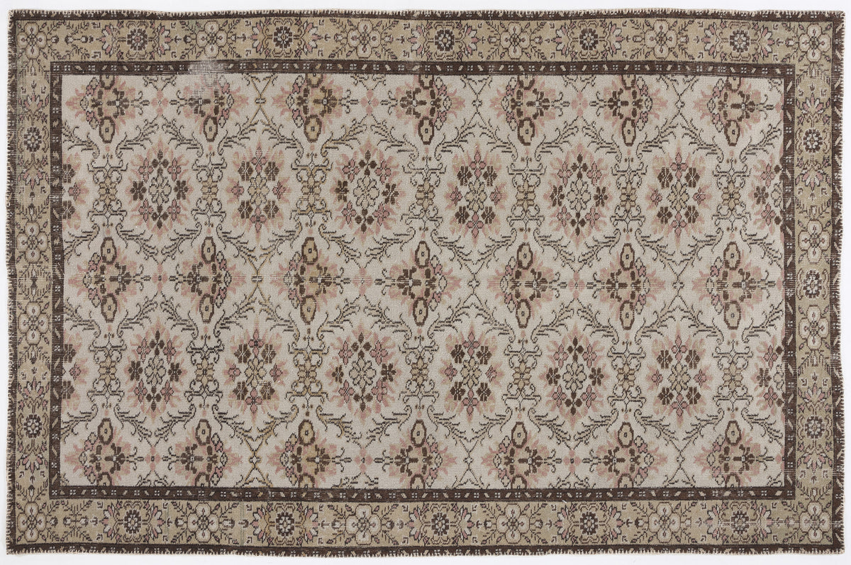 Beige Over Dyed Vintage Rug 5&#39;10&#39;&#39; x 8&#39;10&#39;&#39; ft 177 x 270 cm