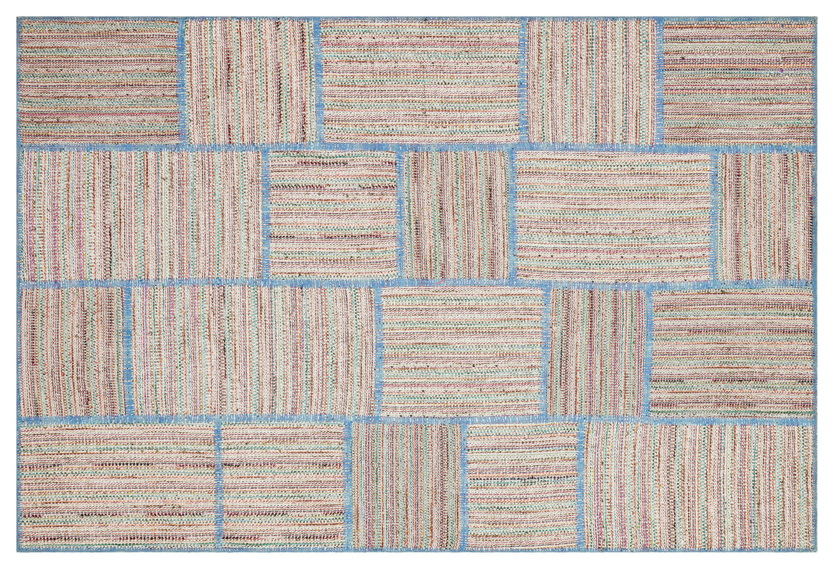 Beige Over Dyed Patchwork Unique Rug 5&#39;2&#39;&#39; x 7&#39;8&#39;&#39; ft 157 x 233 cm