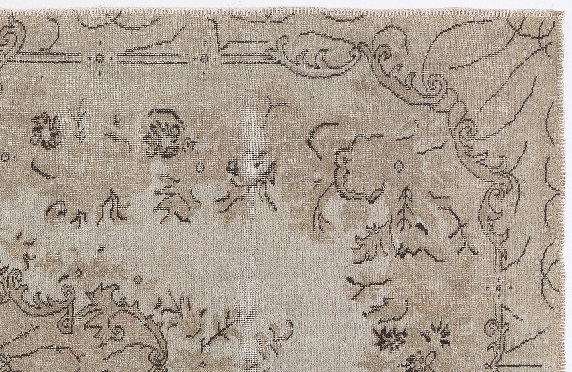 Beige Over Dyed Vintage Rug 5'4'' x 9'5'' ft 162 x 286 cm