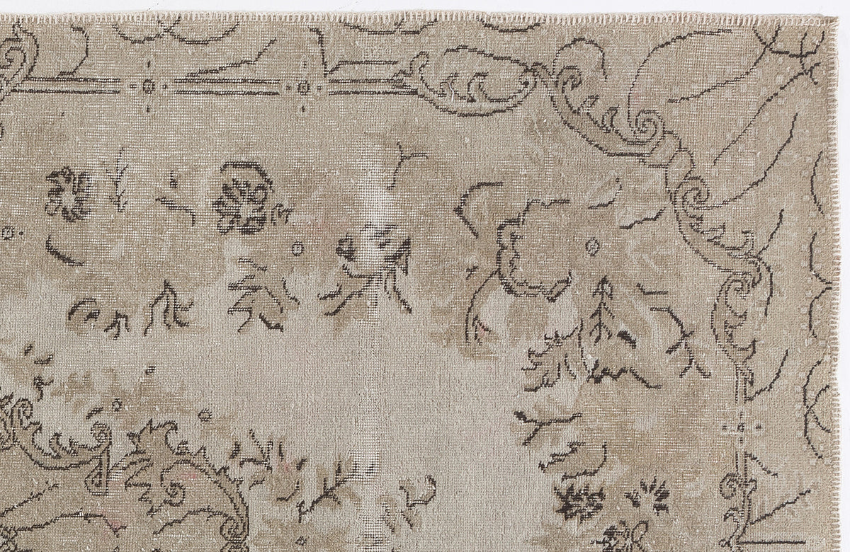 Beige Over Dyed Vintage Rug 5&#39;4&#39;&#39; x 9&#39;5&#39;&#39; ft 162 x 286 cm