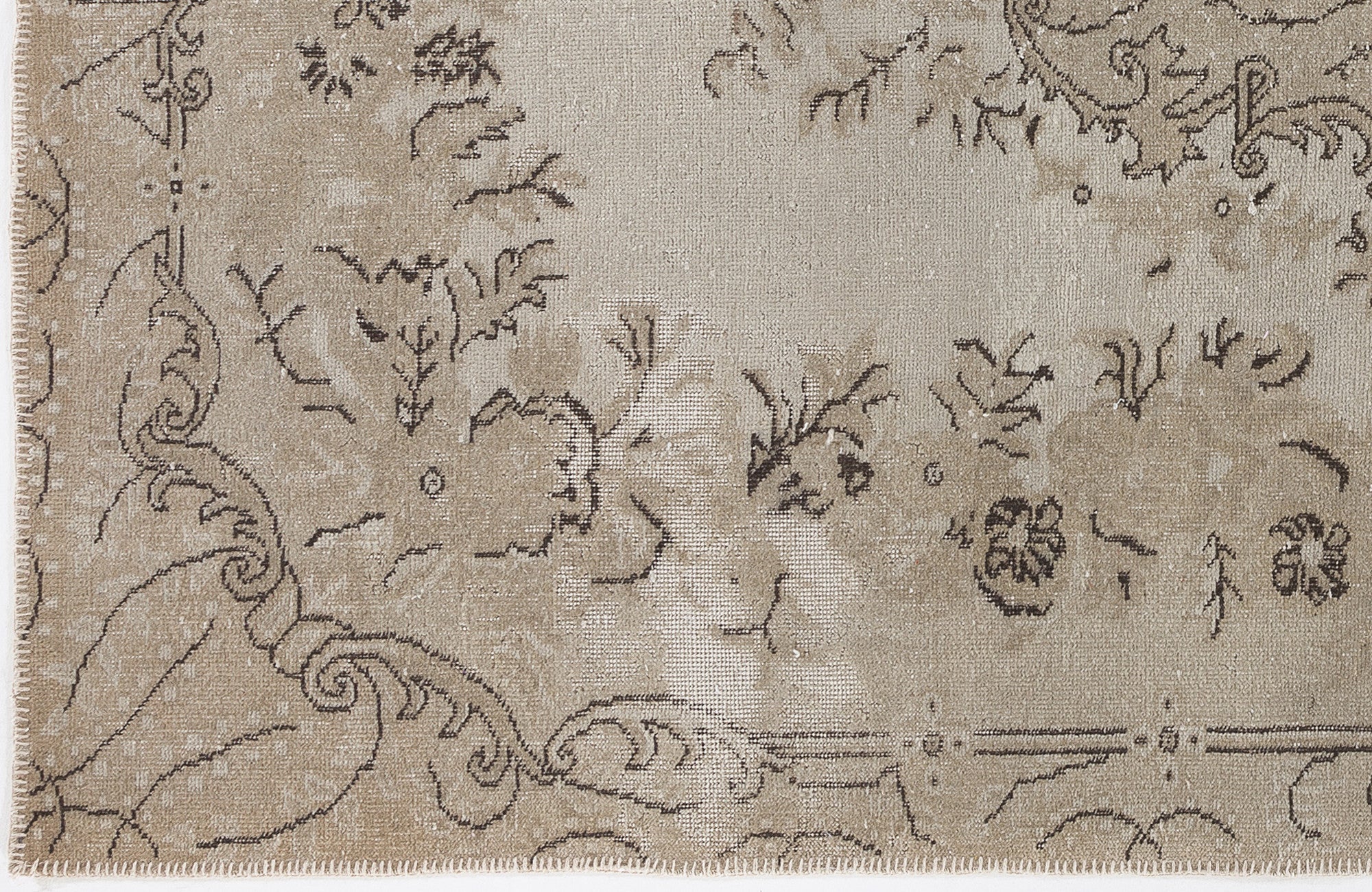 Beige Over Dyed Vintage Rug 5'4'' x 9'5'' ft 162 x 286 cm