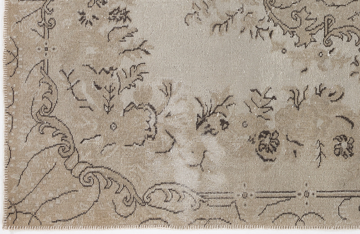Beige Over Dyed Vintage Rug 5&#39;4&#39;&#39; x 9&#39;5&#39;&#39; ft 162 x 286 cm