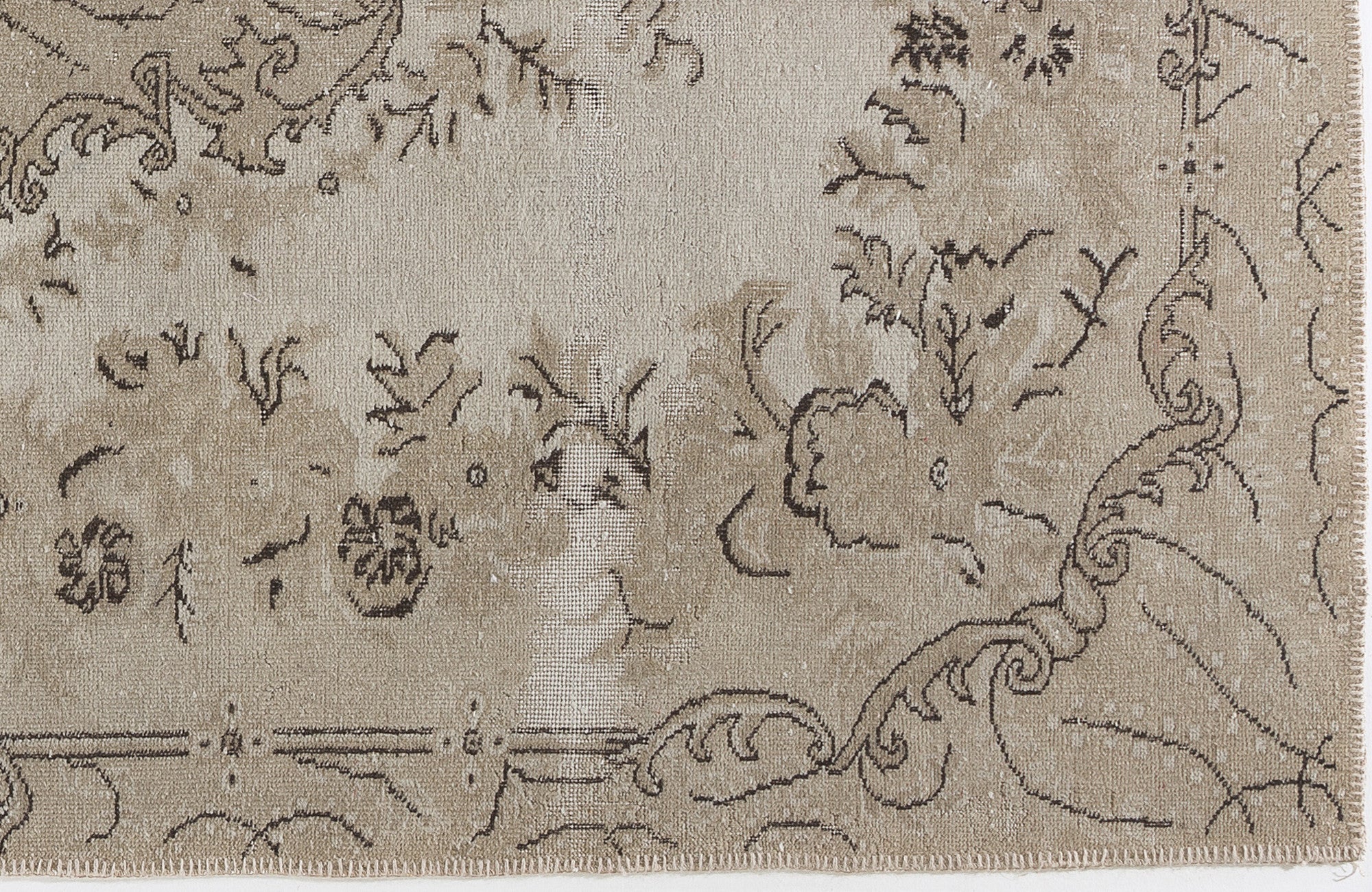 Beige Over Dyed Vintage Rug 5'4'' x 9'5'' ft 162 x 286 cm