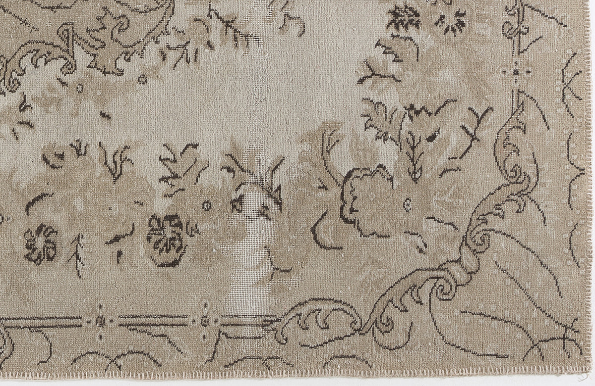 Beige Over Dyed Vintage Rug 5&#39;4&#39;&#39; x 9&#39;5&#39;&#39; ft 162 x 286 cm