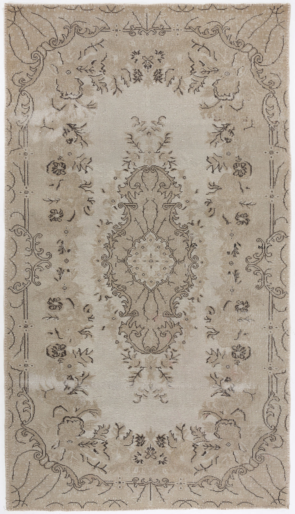 Beige Over Dyed Vintage Rug 5'4'' x 9'5'' ft 162 x 286 cm