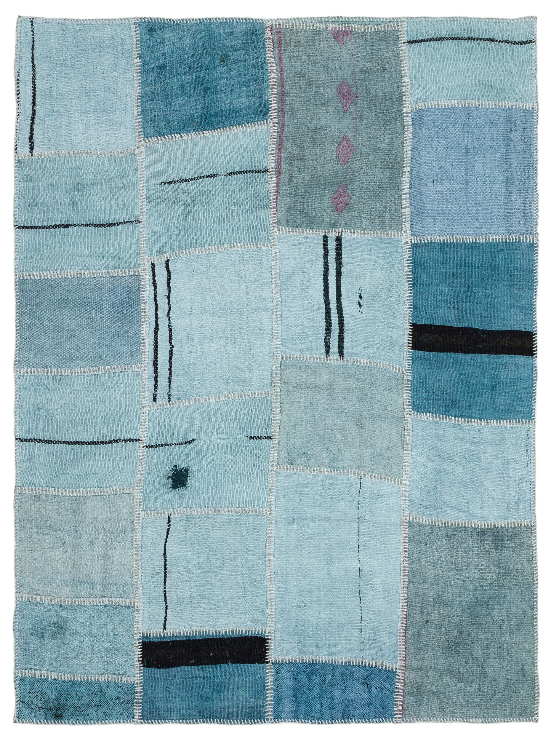 Natural Vintage Hemp Patchwork Rug 4'12'' x 6'9'' ft 152 x 205 cm