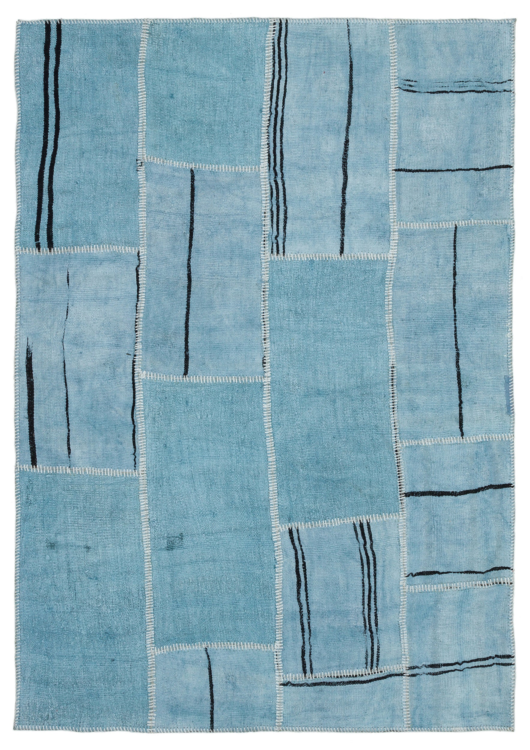 Natural Vintage Hemp Patchwork Rug 4'11'' x 7'1'' ft 151 x 216 cm