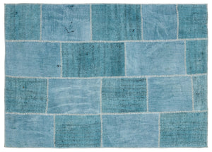 Natural Vintage Hemp Patchwork Rug  5'2'' x 7'3'' ft 158 x 222 cm
