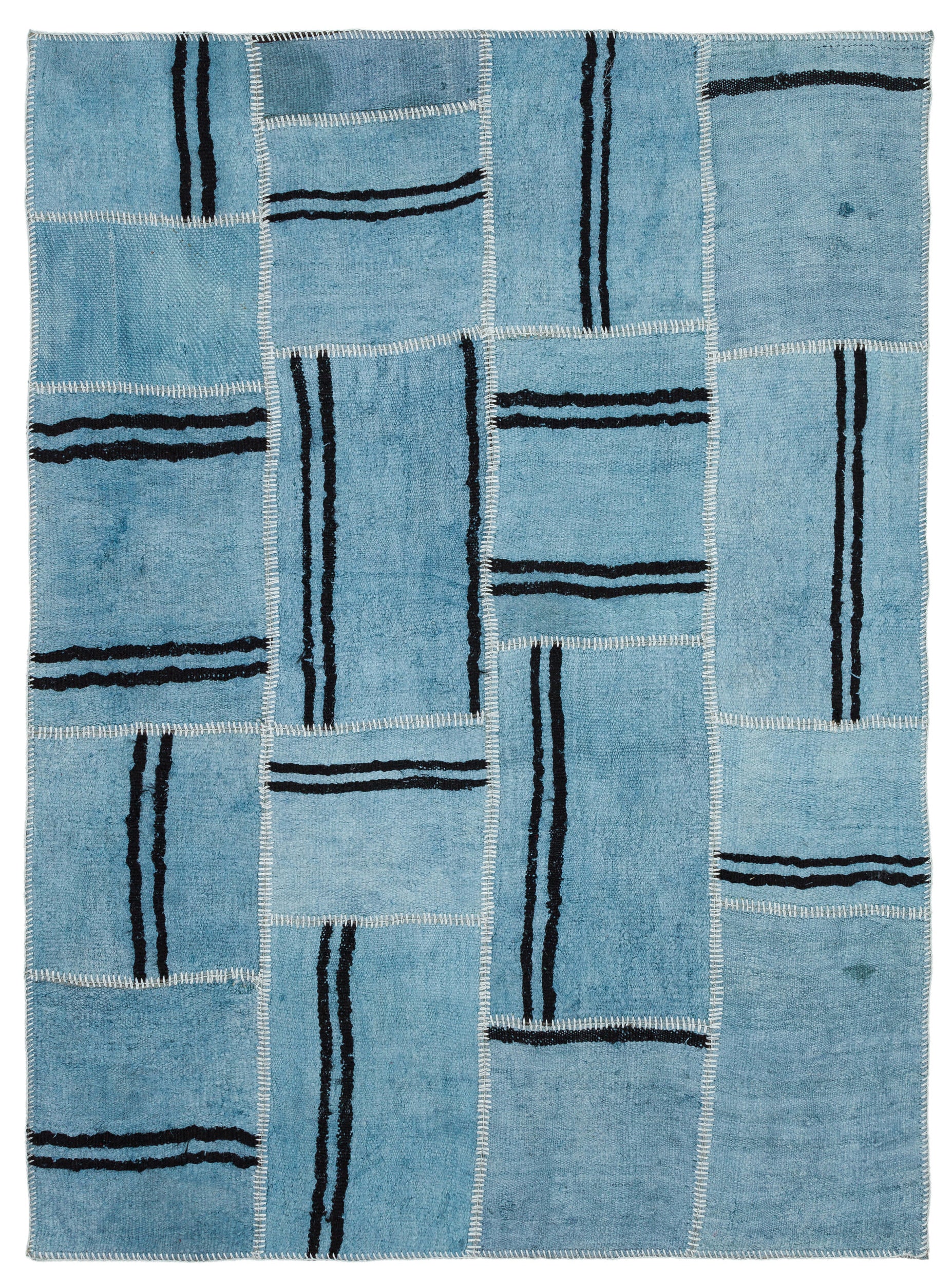Natural Vintage Hemp Patchwork Rug 5'3'' x 7'1'' ft 159 x 216 cm